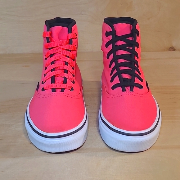 Vans Authentic Women Hi Top Skate Size 6.5 Neon Pink Casual Sneakers - Picture 3 of 10